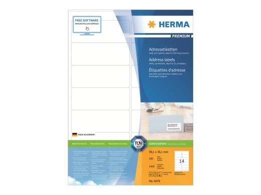 HERMA Premium laminaatpostmärgid 99,1 x 38,1 mm 1400 märki