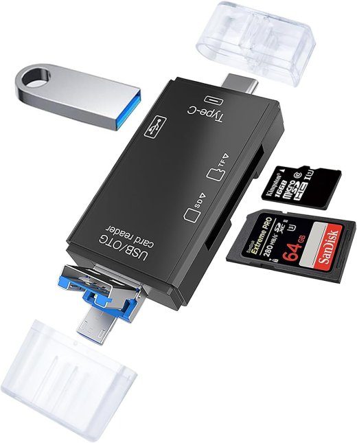 RoGer OTG USB-C/USB/microUSB kaardilugeja TF / SD + USB 2.0
