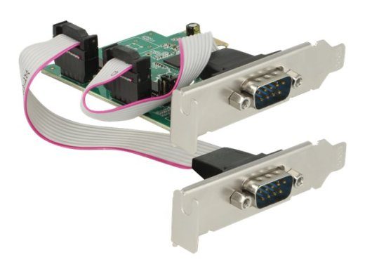 DeLock PCI Express kaart 2 x Serial RS-232 kõrge kiirusega 921K pinge tarnija adapter PCI Express 2.0 x1 1Mbps
