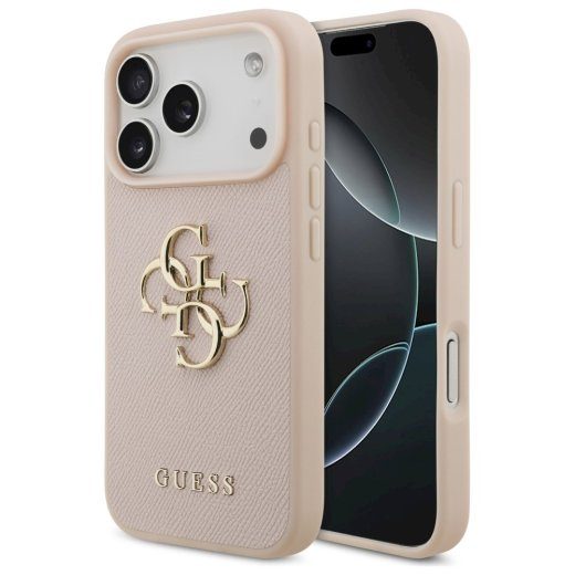 Guess Graanuleeritud Suur 4G & Klassikaline logo ümbris iPhone 17 Pro jaoks / roosa