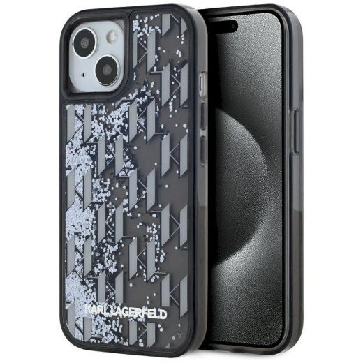Karl Lagerfeld Liquide Glitter Monogram Gradient Case iPhone 15 jaoks / must