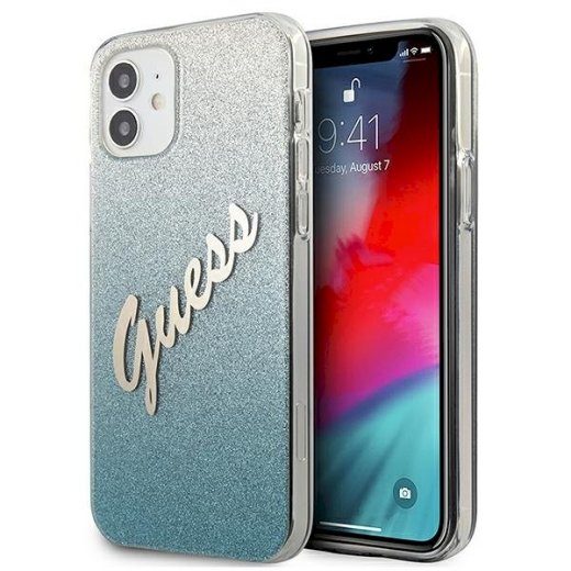 Guess GUHCP12SPCUGLSBL Glitter Gradient Script Hardcase iPhone 12 mini jaoks 5,4" / sinine