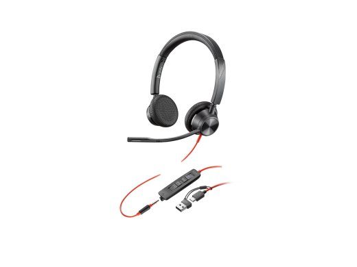HP Poly Blackwire 3325 Juhtmega Kõrvaklapid Must