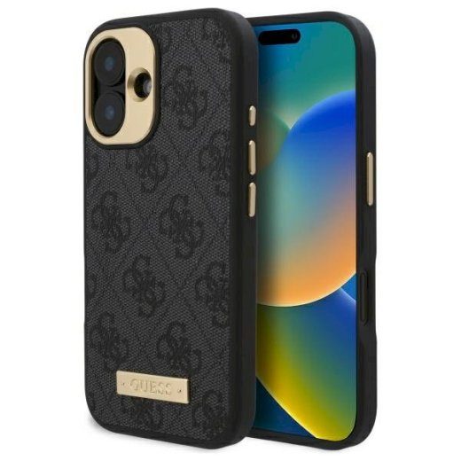 Guess GUHMP16SU4GPRK kõvaümbris 4G Logo Plate MagSafe iPhone 16 6.1" jaoks / must