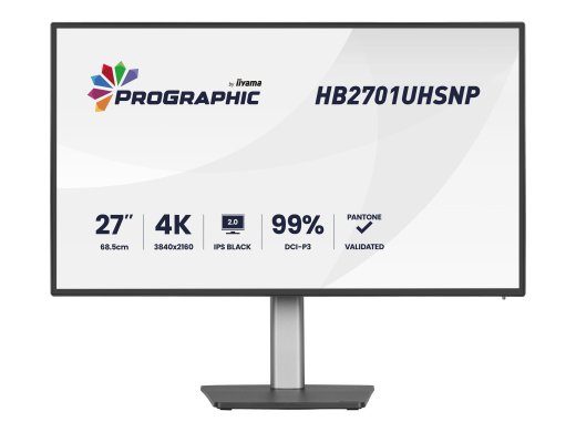 IIYAMA HB2701UHSNP-B1 27-tolline IPS BLACK 2.0 paneel 3840x2160 UHD DCI-P3 99% Pantone Certified Delta E<2 USB-C Dock LAN/96W PD/DP