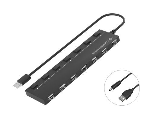 Conceptronic HUBBIES08B USB 2.0 480 Mbit/s Interface Hub Sort