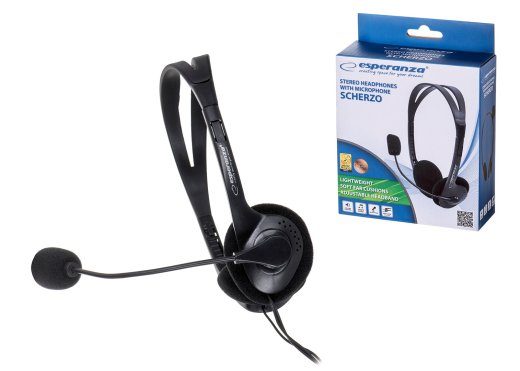 Esperanza EH102 Wired Head-band Headphones/Headset for Calls/Music, Black