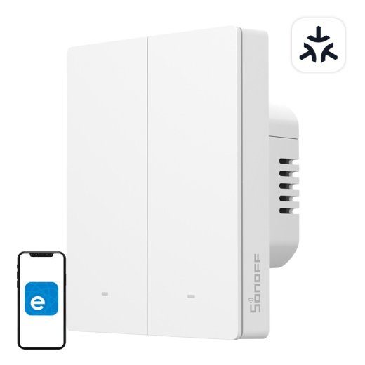 SONOFF M5-2C-80W WiFi Matter nutiseinlüliti (2-kanaline, raami jaoks)