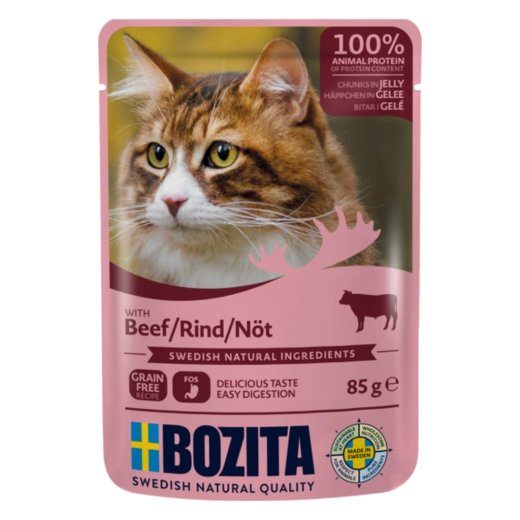 BOZITA Liha tükid želées veisega – niiske kassitoit – 85g