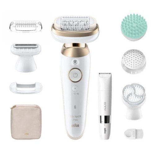 Braun Silk-épil 9 Flex SkinSpa SES9-481 3D Epilator, Wet & Dry, White/Gold Braun