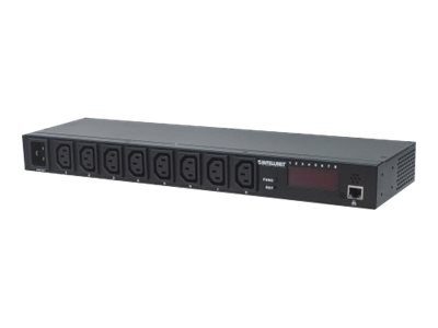 Intellinet 19 intelligentne PDU, 19 riiulisse paigaldatav intelligentne voolujaotusseade Jõu, temperatuuri ja niiskuse monitor (Euroopa 2-pin pistik)