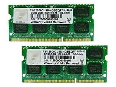 G.Skill SQ Series 4GB DDR3 SDRAM Kit 1600MHz CL9 Non-ECC SO DIMM 204-PIN