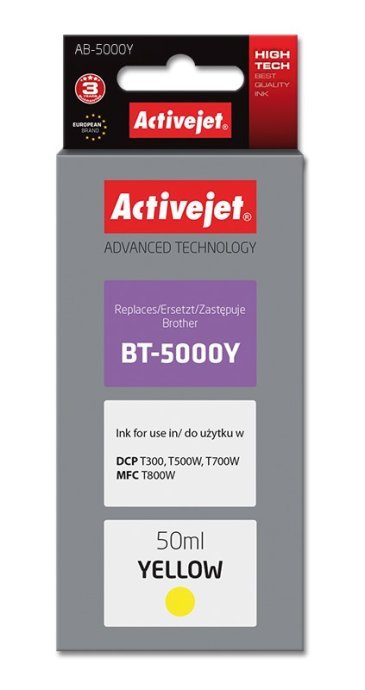Activejet AB-5000Y Tintpudel (asendus Brother BT-5000Y jaoks; Supreme; 50 ml; 5000 lehte, kollane)