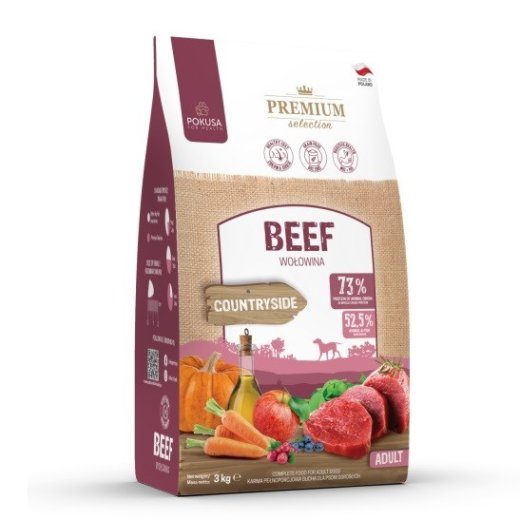 POKUSA Premium Selection Veiseliha Täiskasvanu - kuiv koera toit - 3kg