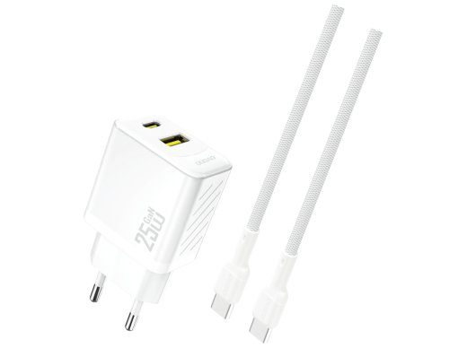 Dudao A26TCEU Adapter 25Watt 1xUSB-C 1xUSB-A (1m USB-C to USB-C included) White