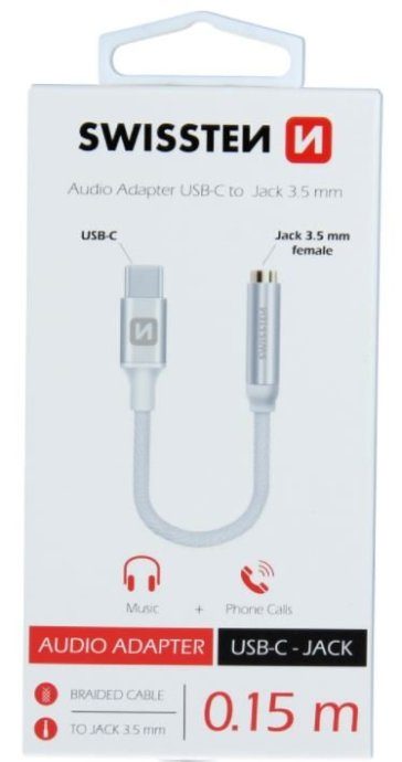 Swissten USB-C kuni Jack 3.5mm audio adapter telefonidele 15 cm