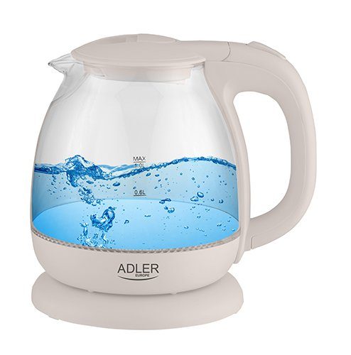 Adler Veekann AD 1283C Elektriline 900 W 1 L Klaas 360° pöördalus alus Kreemjas