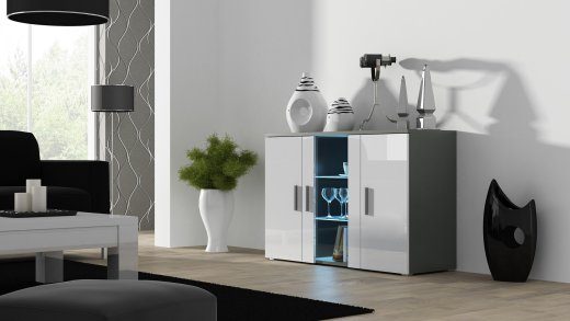 Cama sideboard 120 cm SOHO S7 grey/white gloss