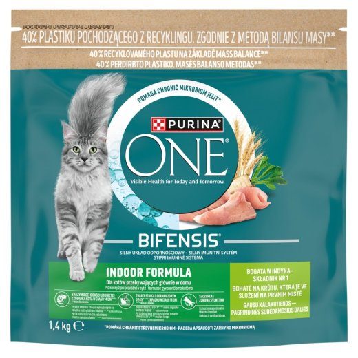 PURINA One Bifensis Indoor Rich in Turkey Dry Cat Food - 1.4kg