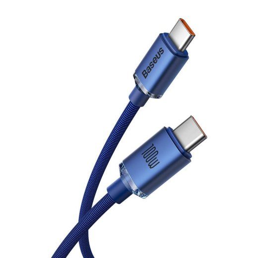 Baseus CAJY000603 Crystal Shine Series andmekaabel USB-C - USB-C 100W 1.2m / sinine