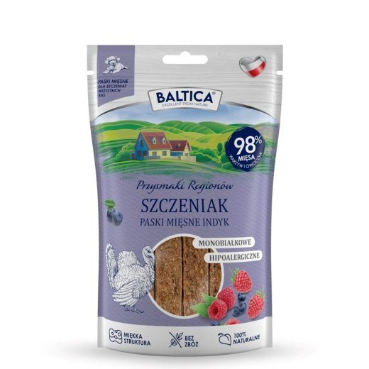 BALTICA Piirkondlikud Suupisted Kutsukas Mono Liha Triipude Hani – koera närimisvahend – 90 g