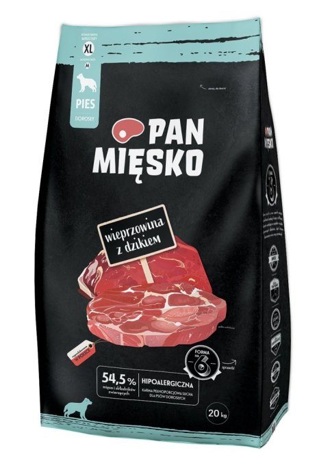 PAN MIĘSKO Sealiha ja metssigadega XL - kuivkoeratoit - 20kg