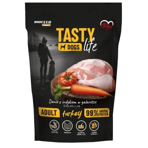 BIOFEED Tasty Dogs Life Turkey märgkoeratoit tükrkassile 150g