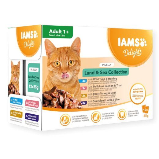 IAMS Delights Land & Sea Collection želees kastis - 12x85g märgkassitoit