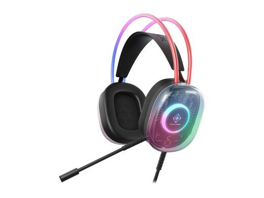 DELTACO GAMING DH230 kabelinės ausinės juodos skaidrios