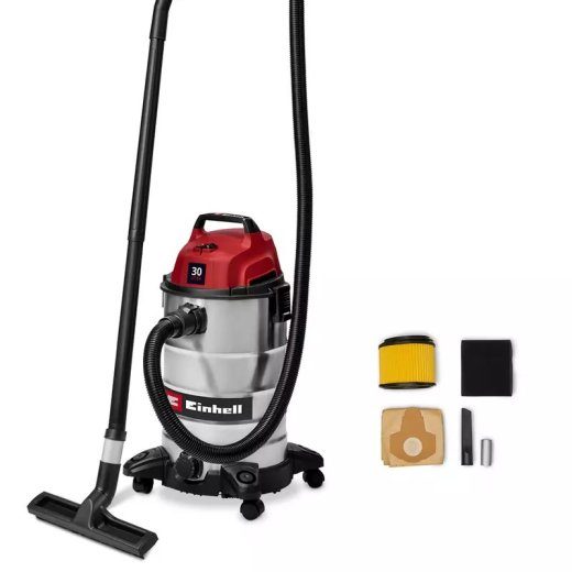 Einhell TC-VC 3055 S 30 L cilindrinis šlapias ir sausas dulkių siurblys, 950 W, dulkių maišelis