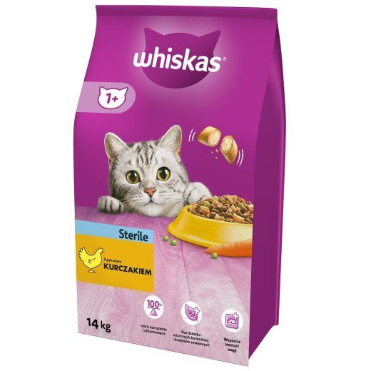 Whiskas STERILE kassidele kuivtoit Täiskasvanud Kana 14 kg