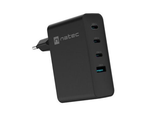 NATEC NUC-2234 mobile laptop and smartphone charger, black, AC fast indoor charging