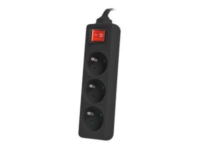 Langberg 3-pistikuga pikendusjuhe 10A must 1.5m