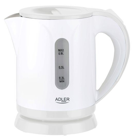 Adler Veekeetja AD 1371w Elektriline 850 W 0,8 L Roostevaba teras/polüpropüleen 360° pöörlev alus Valge