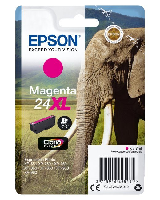 Epson 24XL Magenta 740-lehekülje Tint C13T24334012