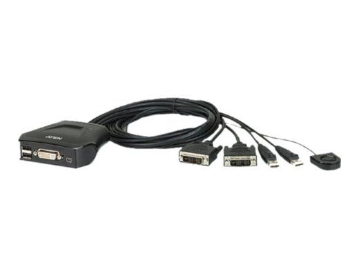 Aten 2-uotės USB DVI kabelis KVM perjungiklis su nuotolinio prieigos priemonės pasirinkimo priemonės Aten nuotolinio prieigos priemonės pasirinkimo...