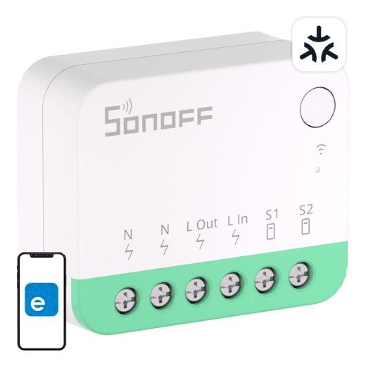 Sonoff MINIR4M Matter nutikas WiFi mini-lüliti (HomeKit, SmartThings, Home Assistant).