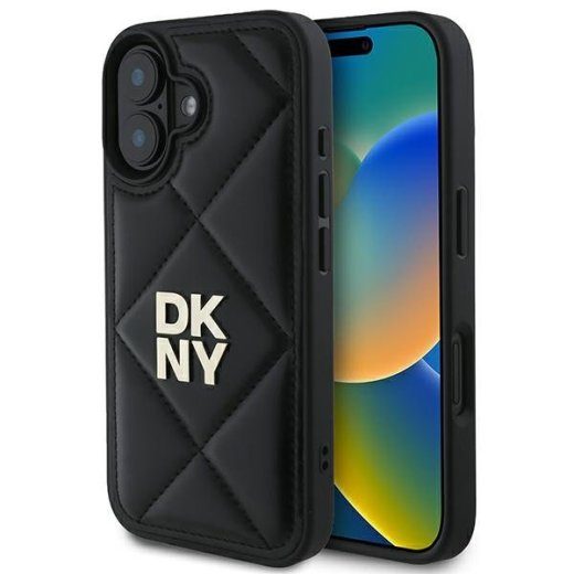 DKNY Quilted Stack Logo galinė dėklas Apple iPhone 16