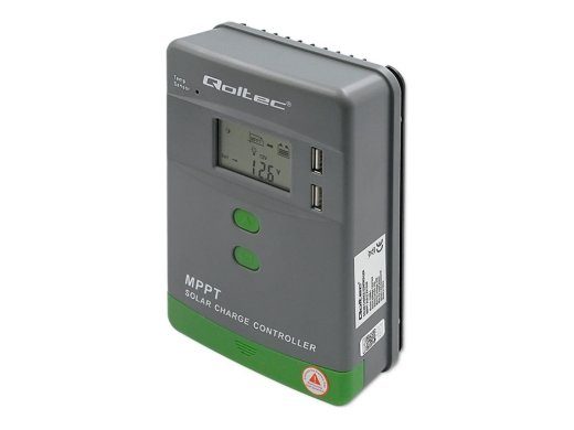 QOLTEC 53661 Päikeseenergia laadur MPPT temperatuurianduriga 20A 12V / 24V LCD 2 x USB