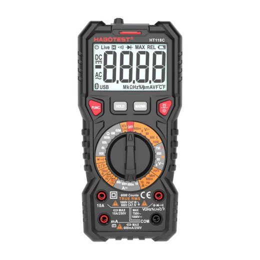Digitaalne Multimeeter Taskulambiga Habotest HT118C, True RMS, NCV, akutestimine
