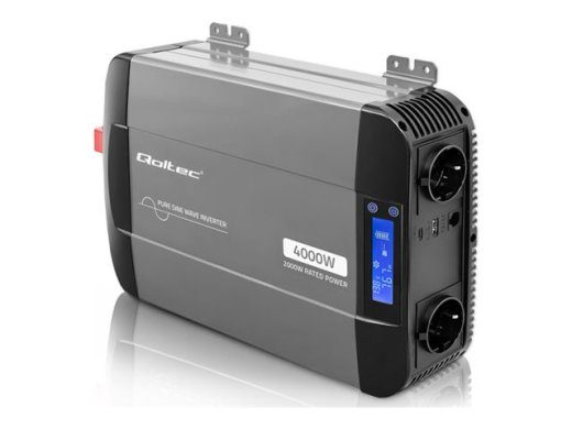 Qoltec Puhas Sinilaine DC AC Inverter Välis Must Hall