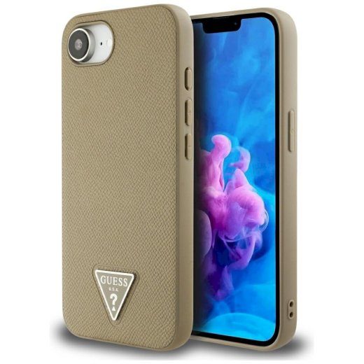 Ümbris Guess graanuliga kolmnurkne MagSafe Samsung iPhone 16e / 17e jaoks / pruun