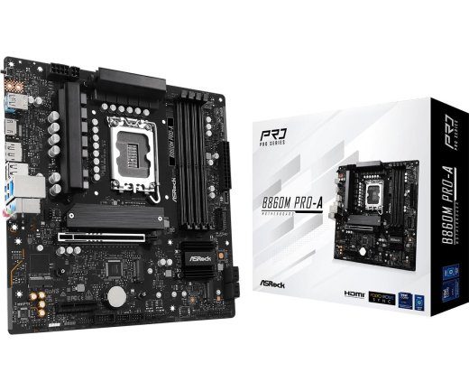 Emaplaat ASROCK Intel B860 LGA 1851 (Socket V1) micro ATX RAM DDR5-SDRAM 4xSlots 3xM.2 (M) pesade arv B860MPRO-A