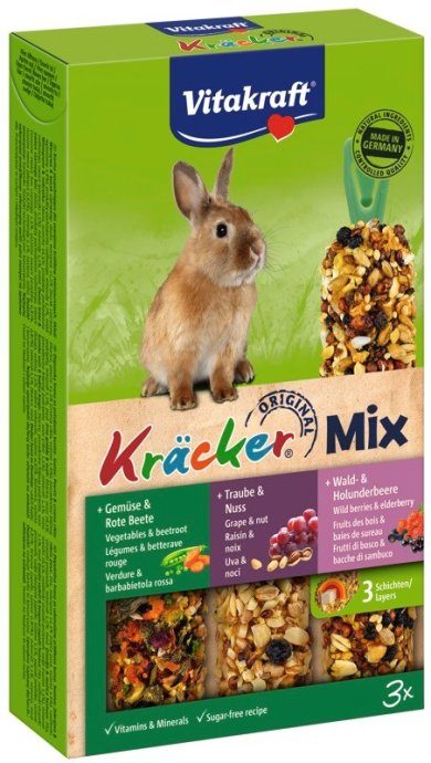 VITAKRAFT KRACKER metsa puuviljad/valapuud/köögiviljad - küülikute töötlus - 3 tk