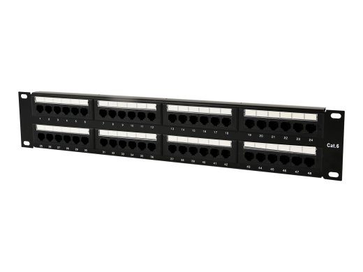 GEMBIRD NPP-C648CM-001 19 patchpaneel 48 porti 2U cat.6 tagakaablite haldusega must