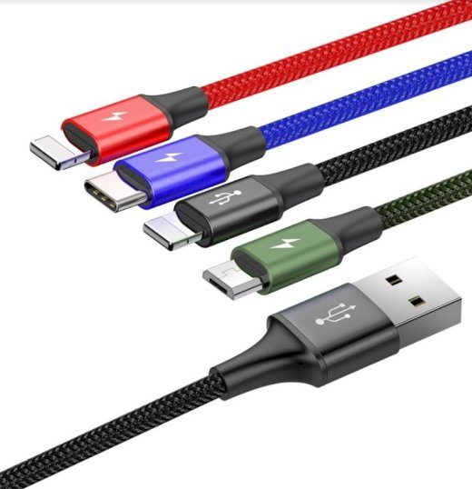 Baseus CA1T4-A01 Kiire 4in1 kaabel 2x Lightning, USB-C, MicroUSB 3.5A 1.2m / must