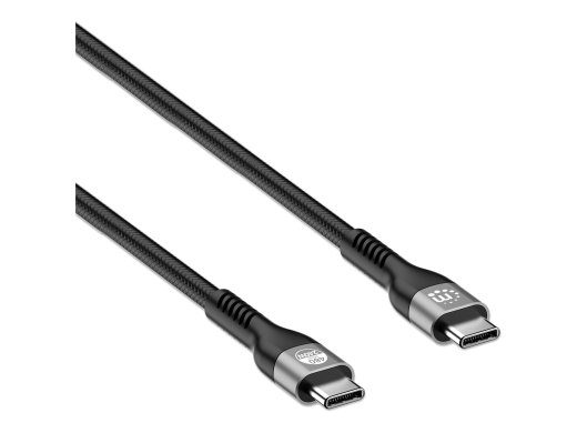 Manhattan USB-C kuni USB-C kaabel (240W), 2m, mees kuni mees, must, 480 Mbps (USB 2.0), laiendatud toiterange (EPR) laadimine kuni 240W (märkus täi...