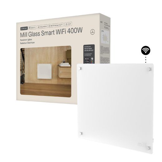 Mill Glass Smart WiFi Panel Heater Gen. 4 GL400WIFI4 Panel Heater 400 W Suitable for rooms up to 4-6 m² White IPX4