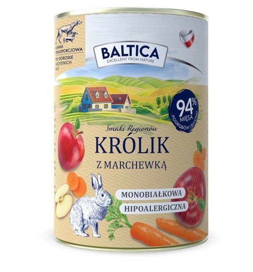 BALTICA Smaki regionów Küülik porgandiga - märg koeratoit - 400g