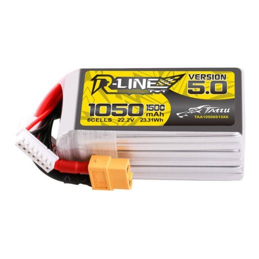 Tattu R-Line 5.0 1050mAh 22.2V 6S 150C XT60 pistikuga aku